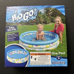 H2OGO! Coral Print Kids 40" Round Pool w 3 Safety Rings & 27 Gallons Ages 2+