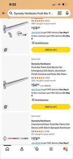 Push Bar Panic Exit Device for Emergency Exit Doors, Aluminum Finish Commercial Panic Bar Door Handle, Push Bar for Exit Door, Panic Bar Lock, Push Ba