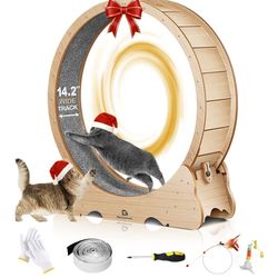 Cat Wheel, 43" L Large Cats Exercise Running Wheel, Cat Treadmill for Indoor Cats