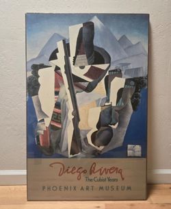 Vintage Diego Rivera Exhibition Poster Cubist Years Phoenix Art Museum 37x24" HTF