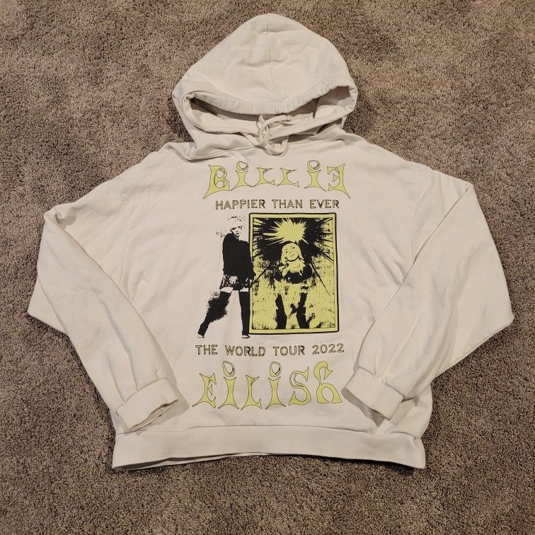 Billie Eilish Happier Than Ever 2022 Tour Merch Graphic Hoodie Sweatshirt Sz L