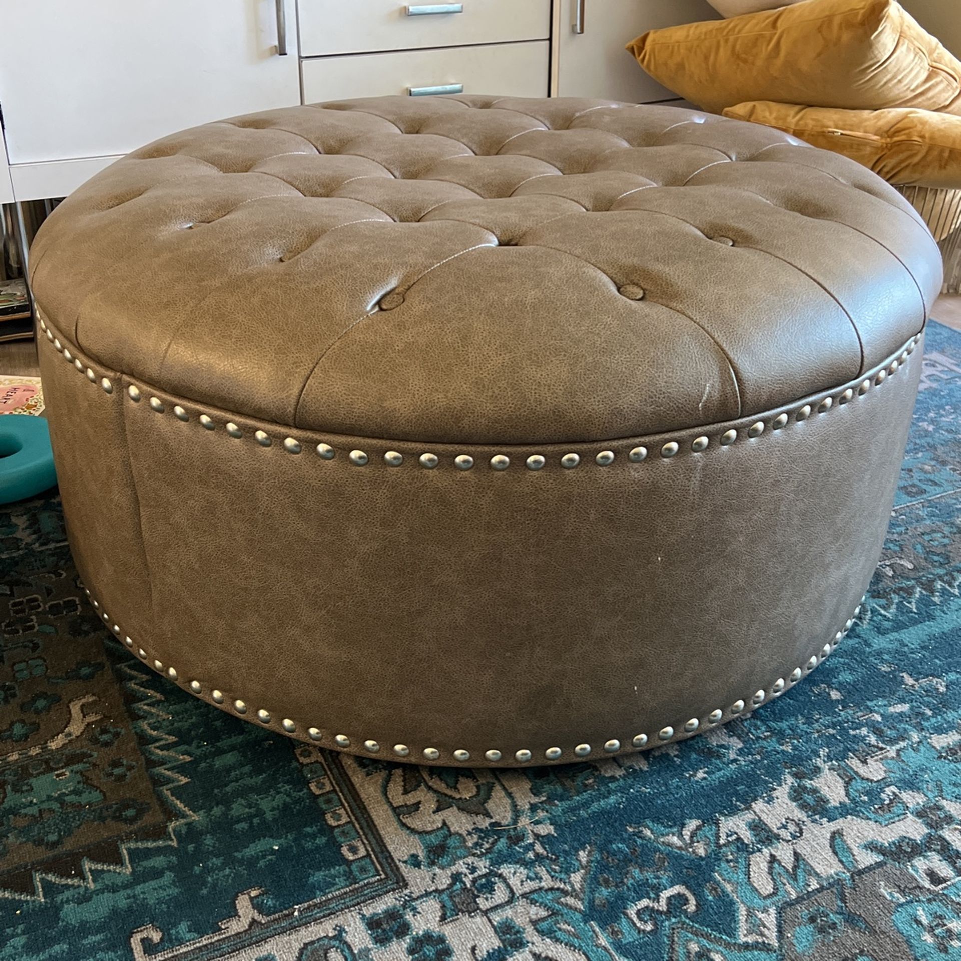Grey Studded Ottoman