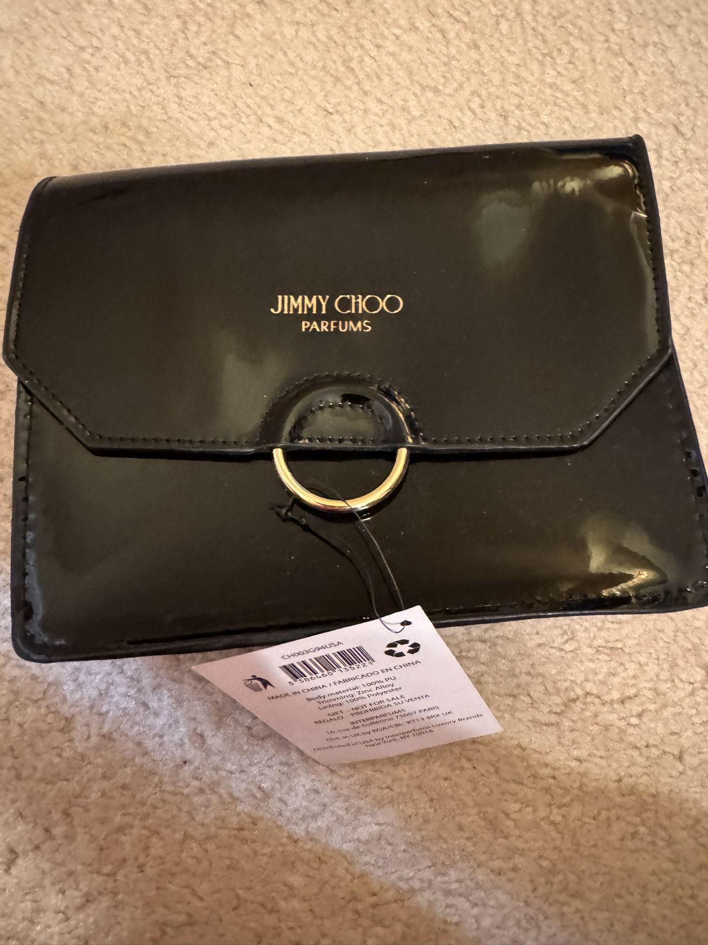 New Jimmy Choo Black Parfums Patent Cosmetic Make Up Bag