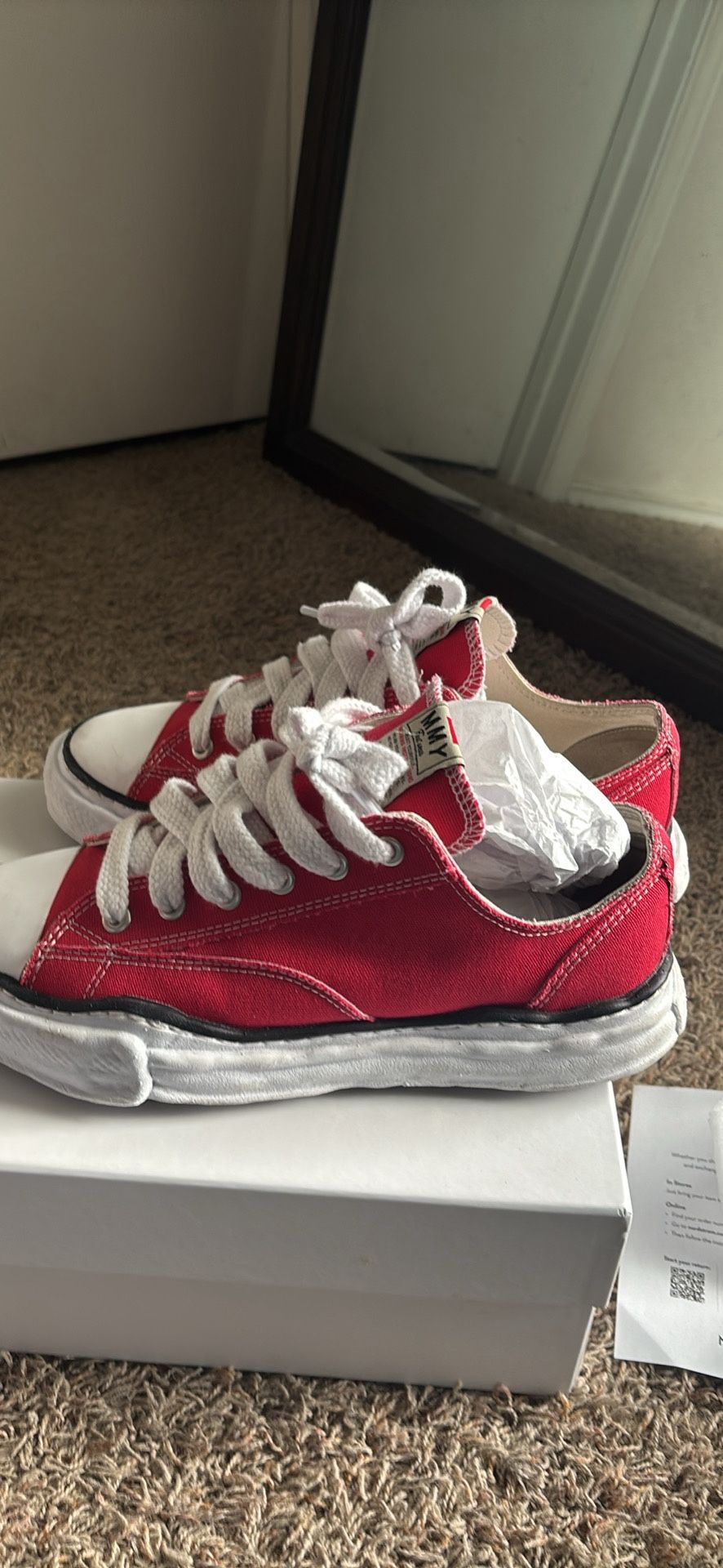 Maison Mihara Yasuhiro Peterson OG Sole Canvas LOW RED $250 •