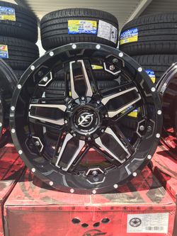 20 x 10 off-road wheel with large mud tires package deal 1599 (installed) for the style in the photo