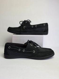 Sperry Womens Koifish Boat Shoe Black/Black Suede Leather ~ 7.5M