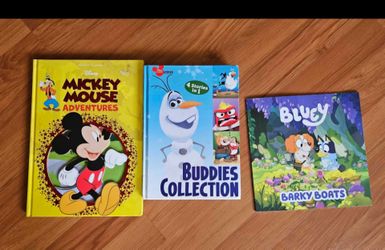 3 children books with several stories. Disney and Bluey