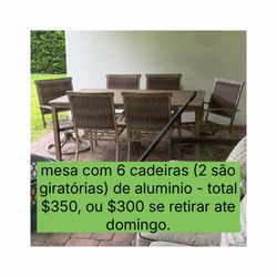 Table aluminium total 6 seats - 4 arm chairs 2 swril