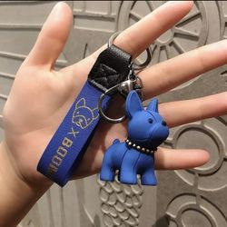 Blue Bulldog Keychain Bag Chain