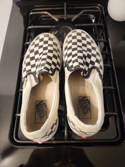 My girls little sisters dirty checkered vans