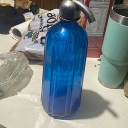 Vintage Blue Glass Seltzer Bottle