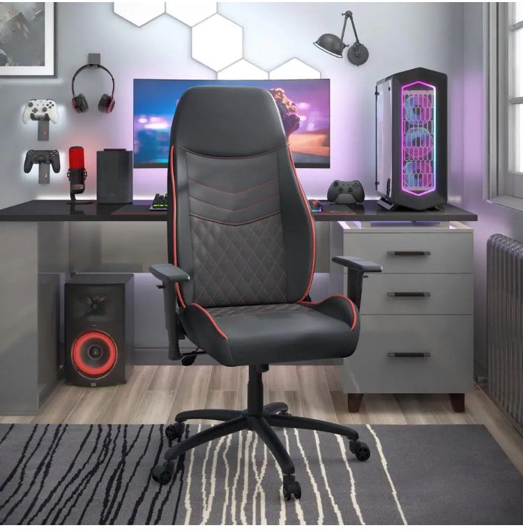 Chair Gamer Ergonomic Black Leather