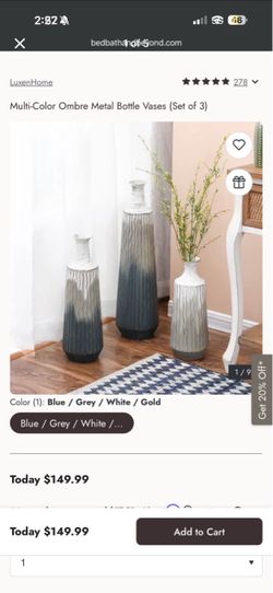 LuxenHome Multi-Color Ombre Metal Bottle Vases (Set of 3)