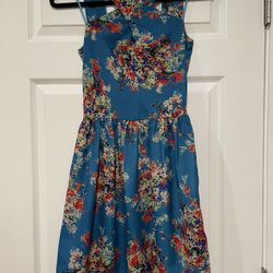 Love Women’s Dress In Vibrant Blue With Flower Design