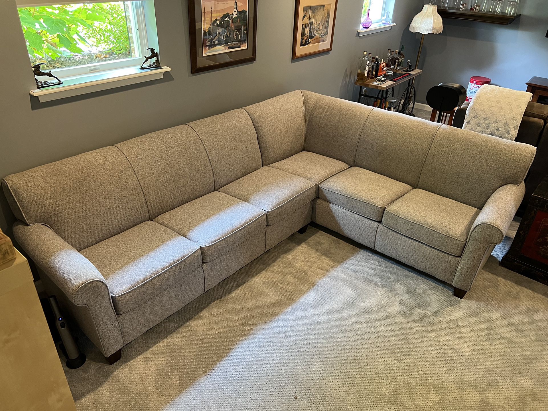 Flexsteel Sectional In Blue With Two Pieces