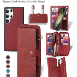 Samsung Galaxy S23 Ultra Wallet Phone Case Red