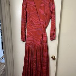 Anthropologie Pink Silk Large Dress