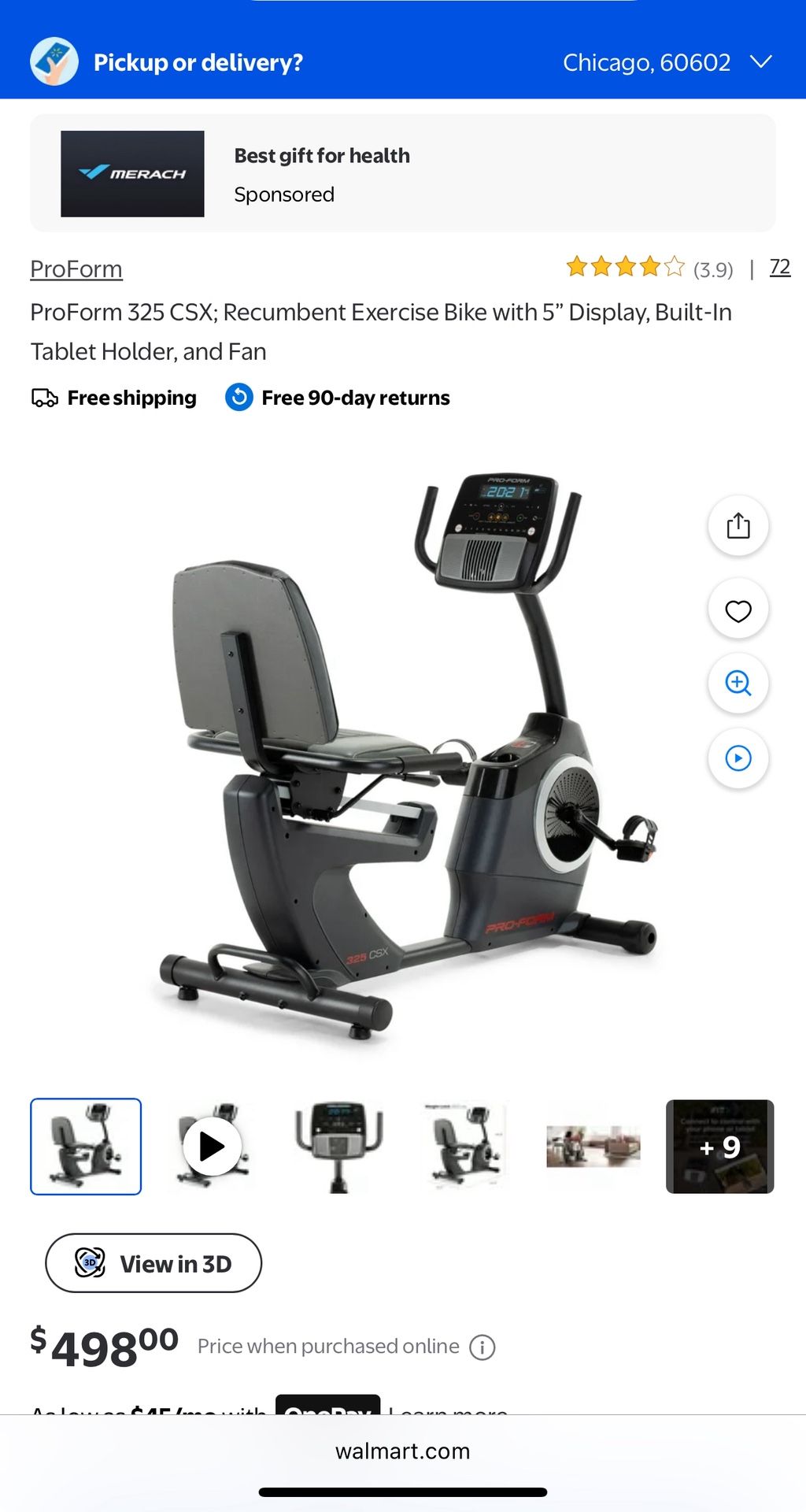 New ProForm 325 CSX Smart Recumbent Bike – Still in Box