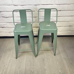 Green Metal Bar Stools 2pc