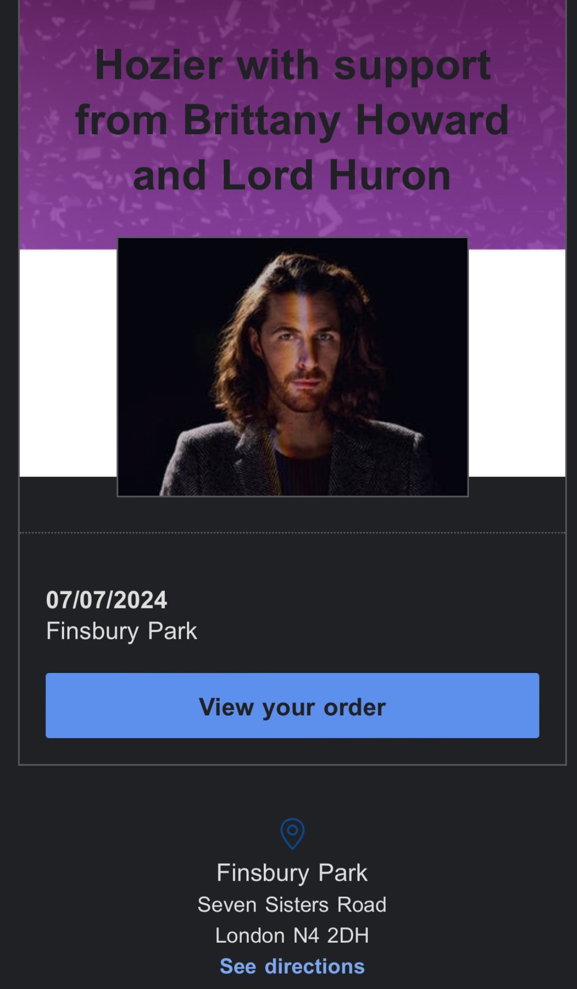 VIP Hozier Ticket