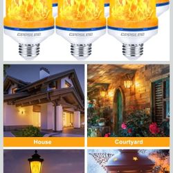 LED Flame Light Bulbs, 4 Modes Flickering Light Bulbs, E26 Base Fire Flame Bulb for Halloween Decorations Outdoor, Christmas Lights Patio Indoor Home 