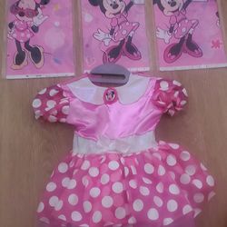New Disney Minnie Mouse pink polka dot tutu dress costume.  Size 2 + 3 tablecloths