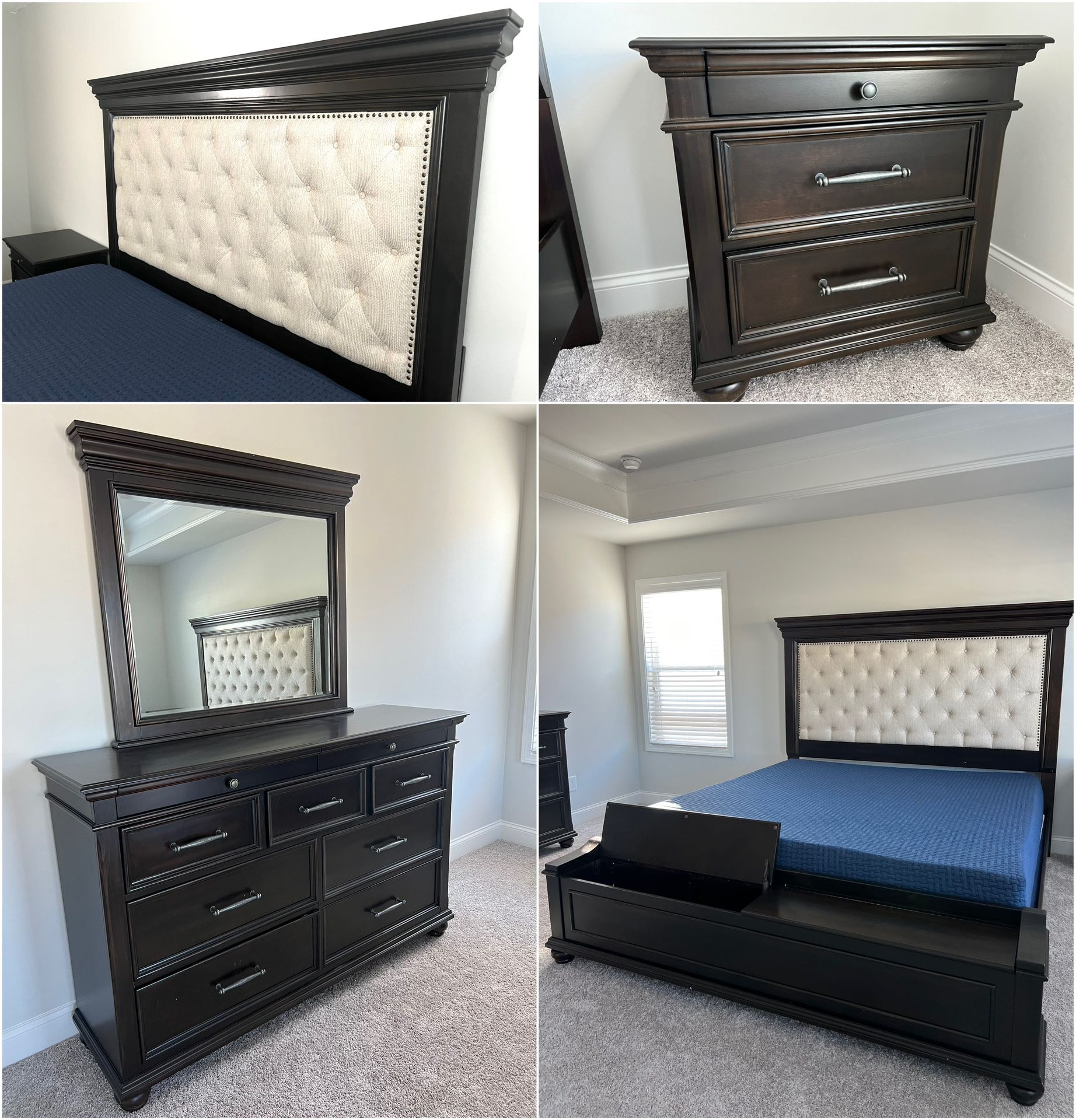 BRAND NEW SOLID STORAGE KING SIZE BEDROOM SET $1645! QUEEN SIZE $1545!..PRICE INCLUDES DELIVERY!!!