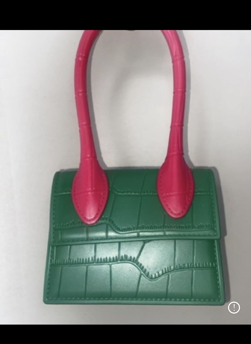 Mini Green Purse With Pink Handle
