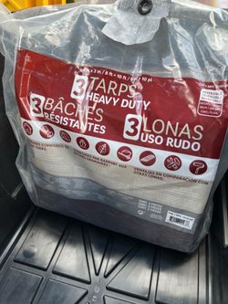 Heavy Duty Tarps 3 Pack 8 ft x 10 ft Reversible Brown/Silver