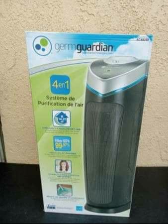 GermGuardian - 22" Air Purifier Tower with HEPA Filter and UV-C for 167 Sq Ft Rooms - Black/Silver new selling for only $60
