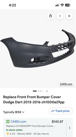 13-16 dodge dart oem front bumper with grill