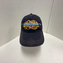 VINTAGE TIMBERLAND LEATHER StrapBack Hat Cap BOOTS  - RARE - Blue Orange
