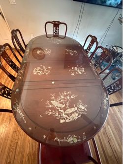 Solid Rosewood Dining Table Set – Seats 8