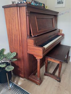 Antique Lauter Upright Grand Piano with Bench