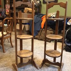 Solid Oak Folding 3 Tier Pie or Muffin Shelves