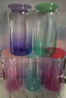 16oz Glass Can Sublimation Cup Transparent Ombre 