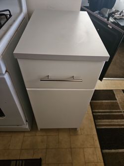White Storage Cabinet with Drawer and Cupboard (x2)