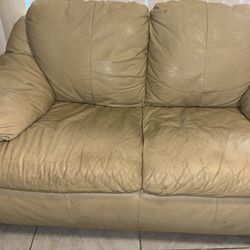 Tan Leather Couch And Loveseat Set