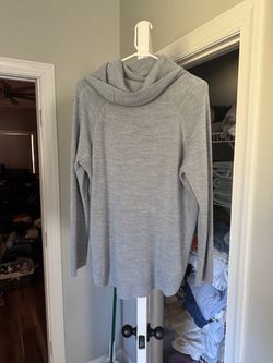Gray Cowl Neck Knit Sweater Tunic