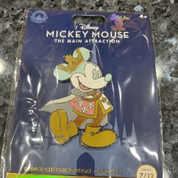 Disney World 50th Anniversary Mickey Mouse Prince Charming Regal Carousel Main Attraction Pin. Brand new in original packaging. 
