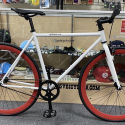 Sgvbicycles Fixie Bike White with different color wheels