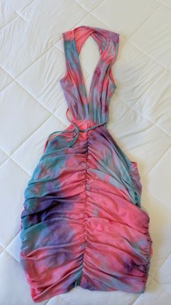 Sexy Tie-Dye Ruched Mini Dress 💖💙 xs- s
