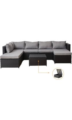 INSTORY 7 Pieces Outdoor Patio Sofa Sets All Weather
