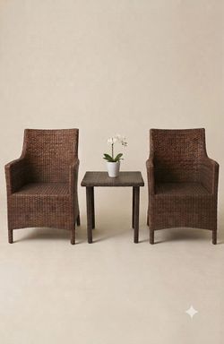 Wicker Patio Conversation Set, All-Weather Outdoor Patio Furniture Set for Porch, Deck & Backyard (3 Pieces - No Cushions)
