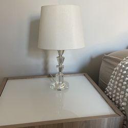 Small Lamp With Off White Shade And Clear Base Set Of 2