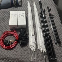 Photographic Lighting System - Tripods, Umbrellas, Bulbs, Cords