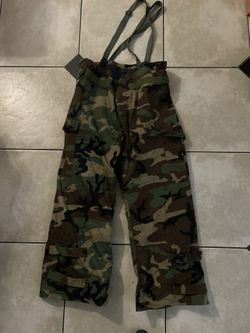 Vtg US Army Green Brown Woodland Camo Chemical Protective Pants