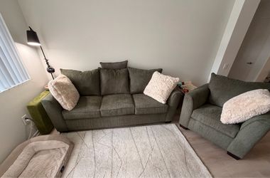 Green Sofa and Chair Set, Bob’s Furniture
