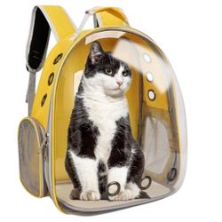 Yellow:Pet Animal Carrier Backpacks,Transparent Space Capsule Bubble Pet Backpack Bag for Small Dogs Cats Airline Approved Travel Carrier   