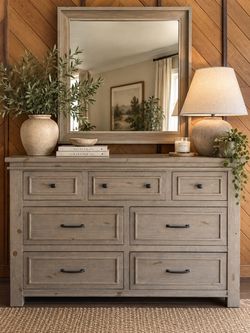 Solid Wood 7-Drawer Dresser with Matching Mirror – Excellent Condition $500 OBO